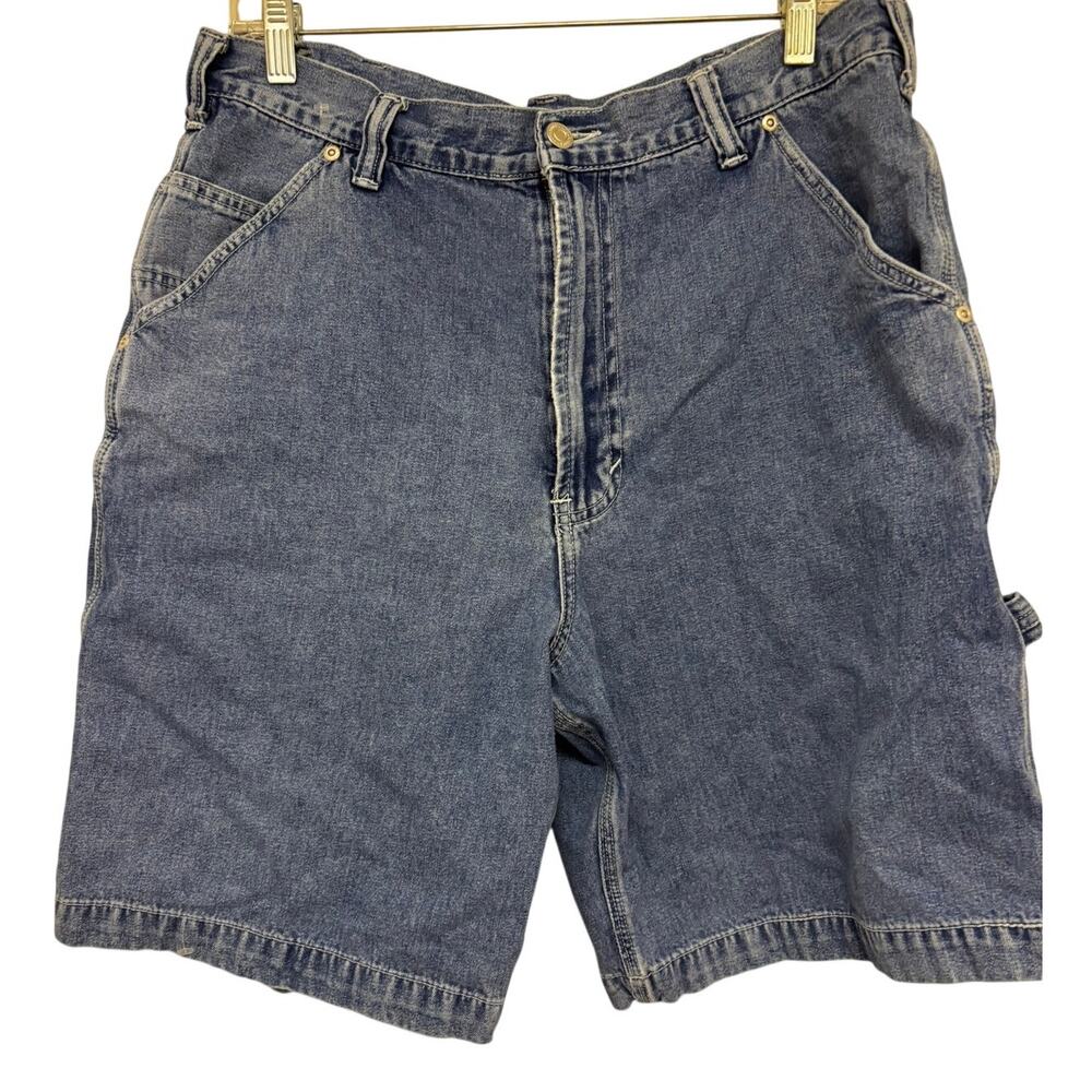 Vintage Britches Denim Carpenter Shorts Mens Blue Utility Workwear Y2K Baggy